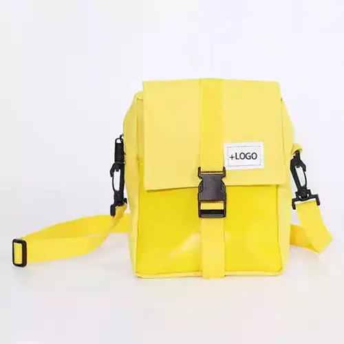 Stylish Multi-Functional Yellow Crossbody Bag with Buckle Closure